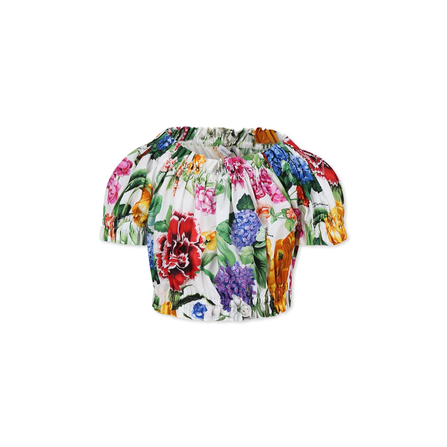 Shop Dolce & Gabbana Multicolor Top For Baby Girl With Floral Print