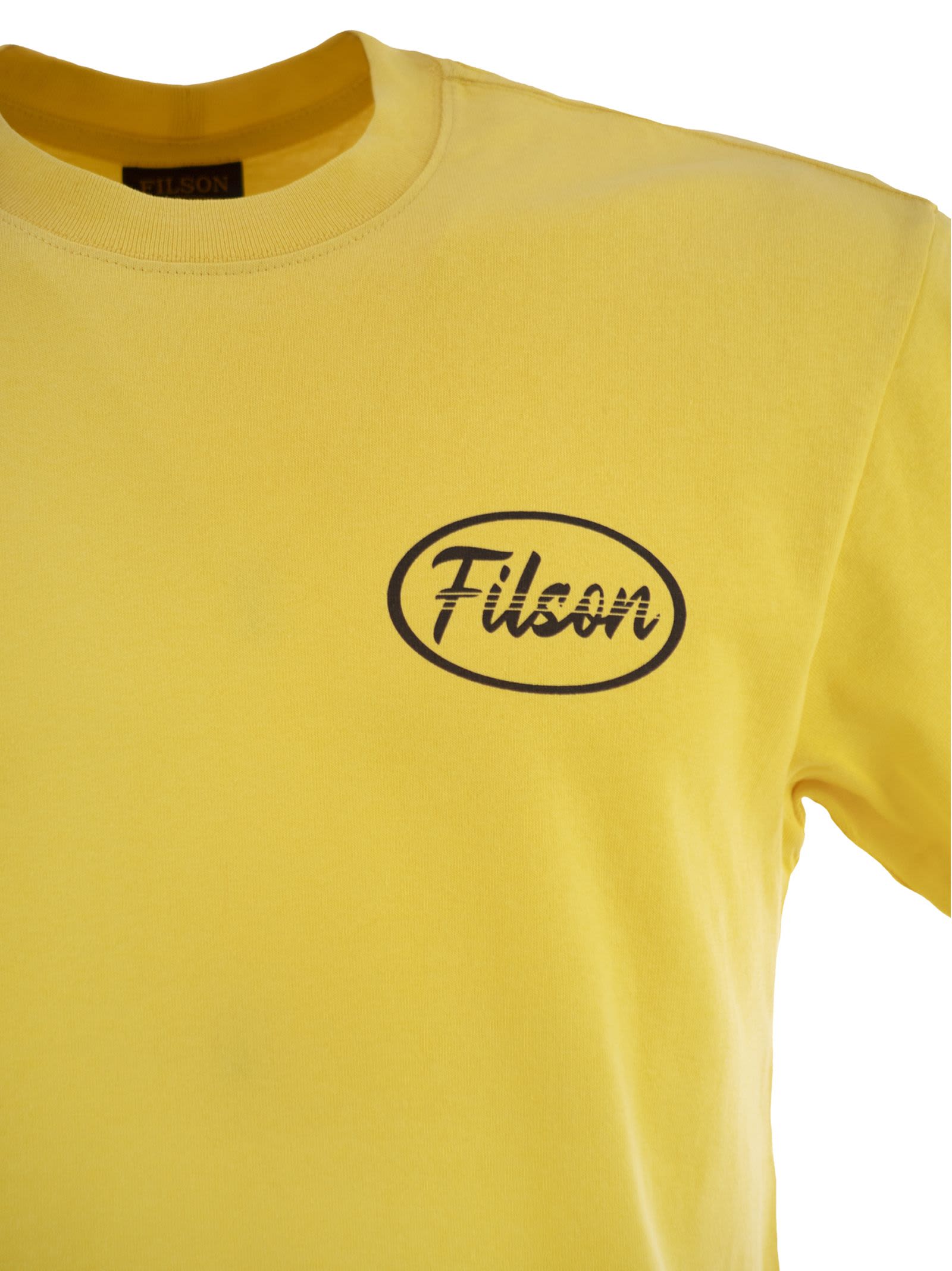 Filson T-shirt With Graphics On Chest And Back In Orange