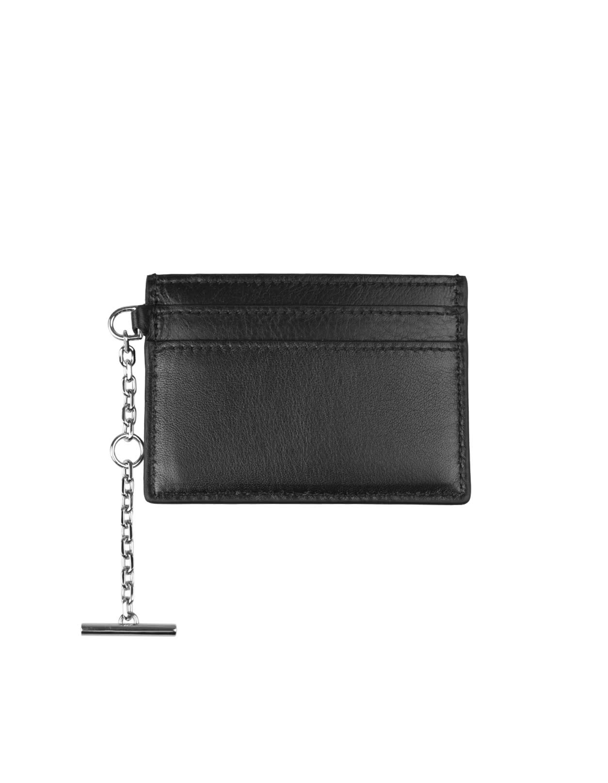 Shop Alexander Mcqueen Sling Card Holder In Black And Silver