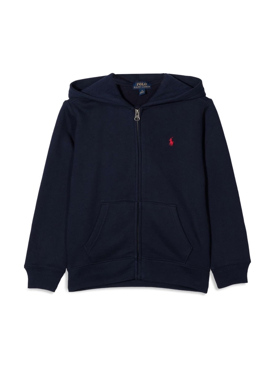 Shop Polo Ralph Lauren Double-knit Full-zip Hoodie In Blue