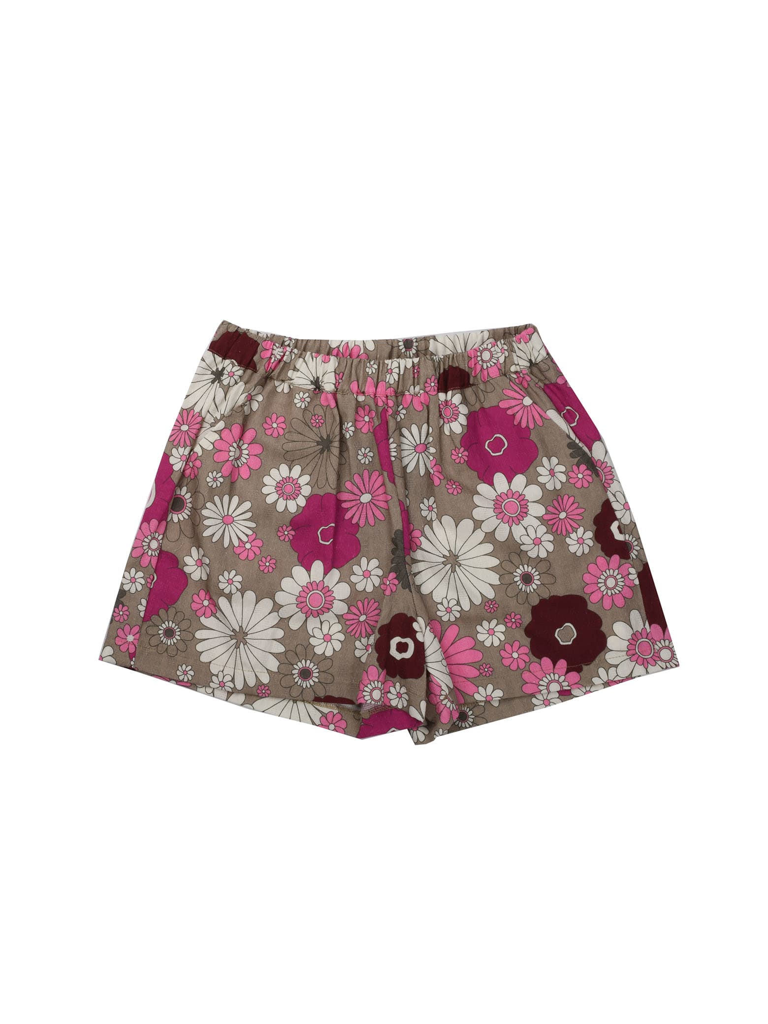 Douuod Short Fantasy Beige And Pink Flowers