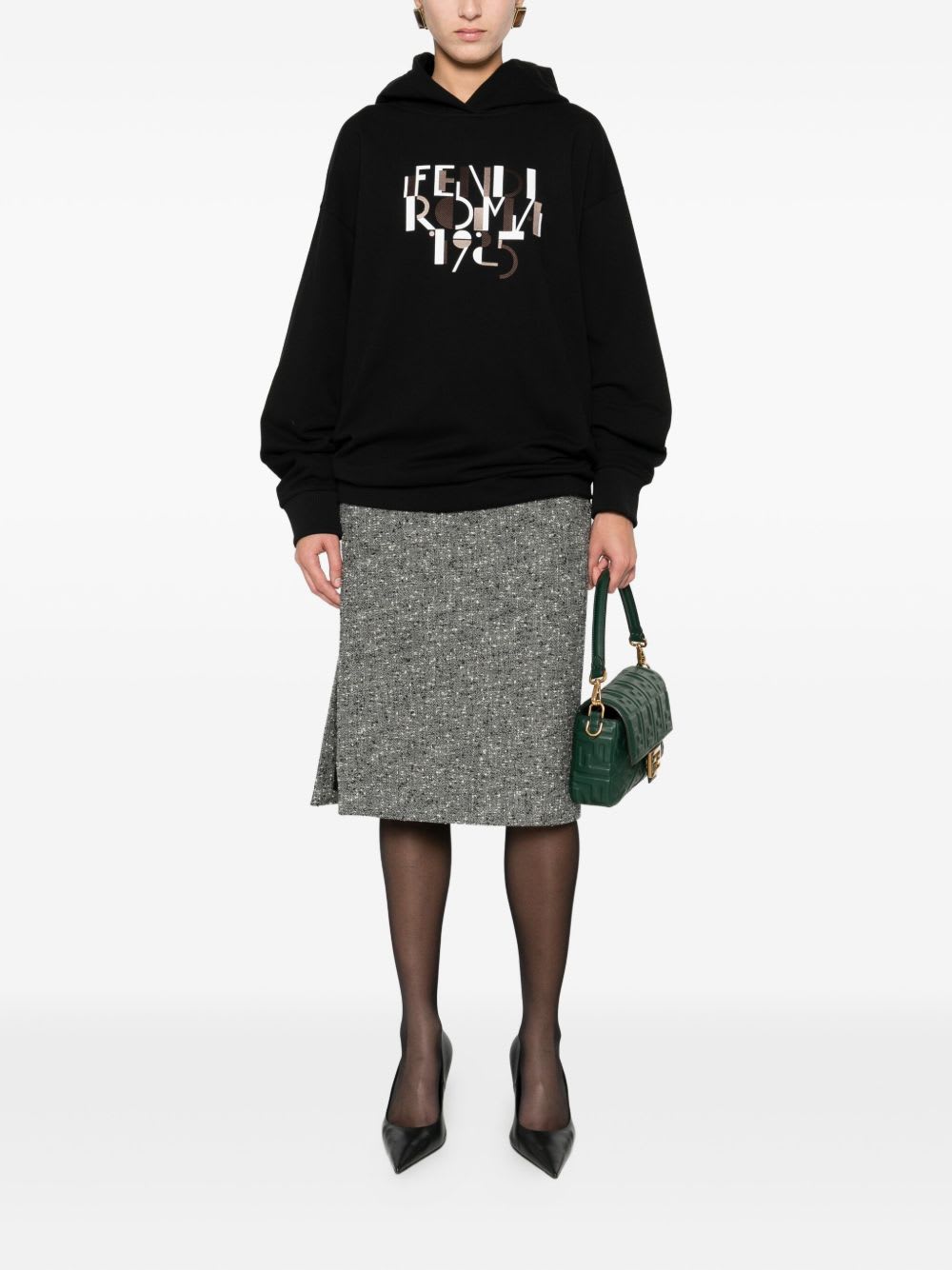 Fendi Women Oversize Cotton Sweatshirt In Black