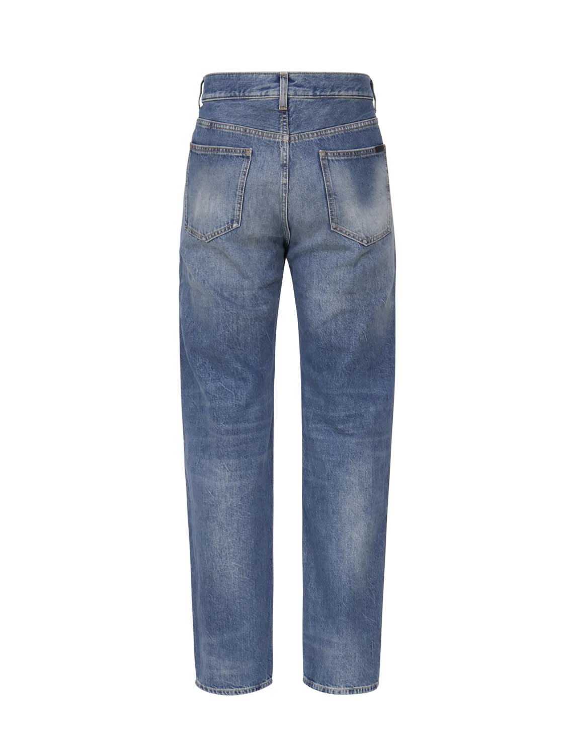 Shop Saint Laurent Sioux Baggy Jeans In Cotton Denim In Dark Capri Blue