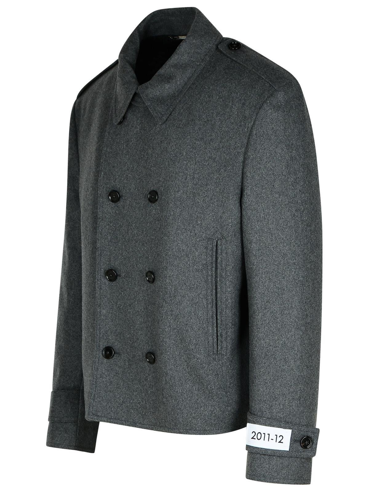 Shop Dolce & Gabbana Double-breasted Coat In Grey