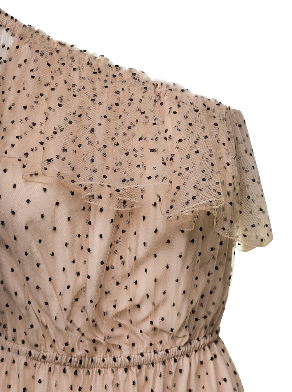 Gucci Women Embroidered Tulle Mini Dress In Beige