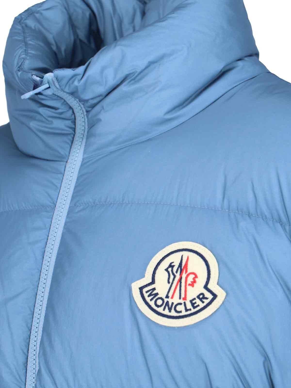 Shop Moncler Citala High Neck Cropped Down Jacket In Clear Blue