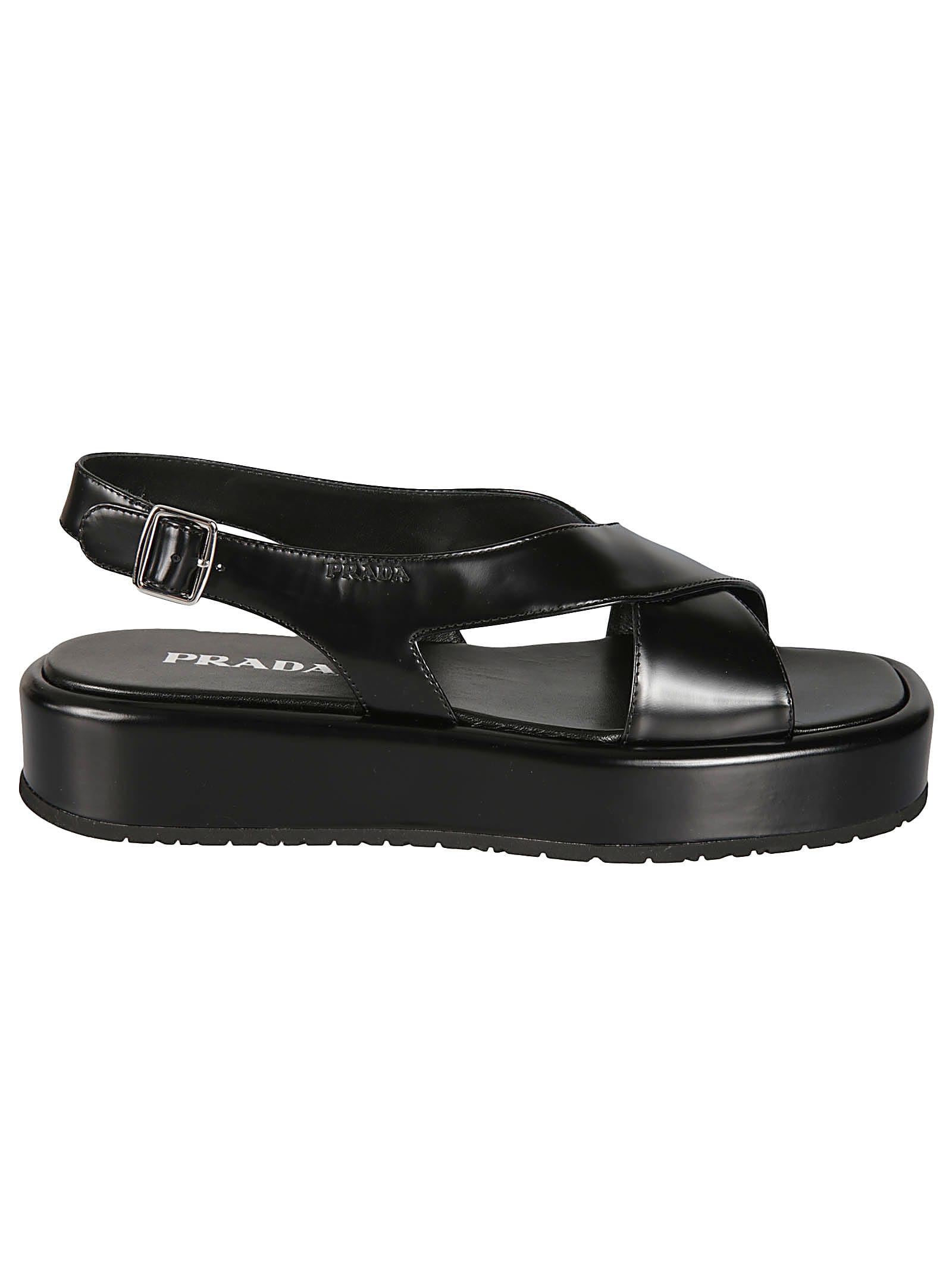 Buy Prada Side Buckle Cross Strap Sandals online, shop Prada shoes with free shipping