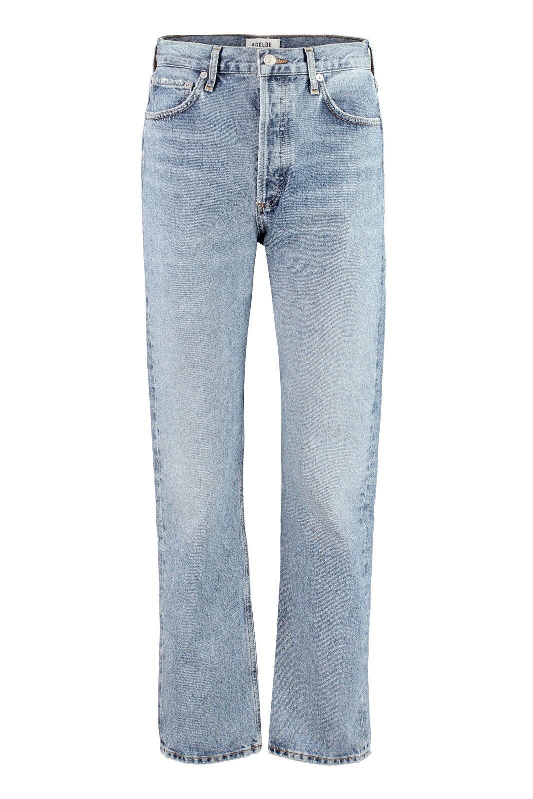 Shop Agolde 90s Straight-leg Boyfriend Jeans In Blue