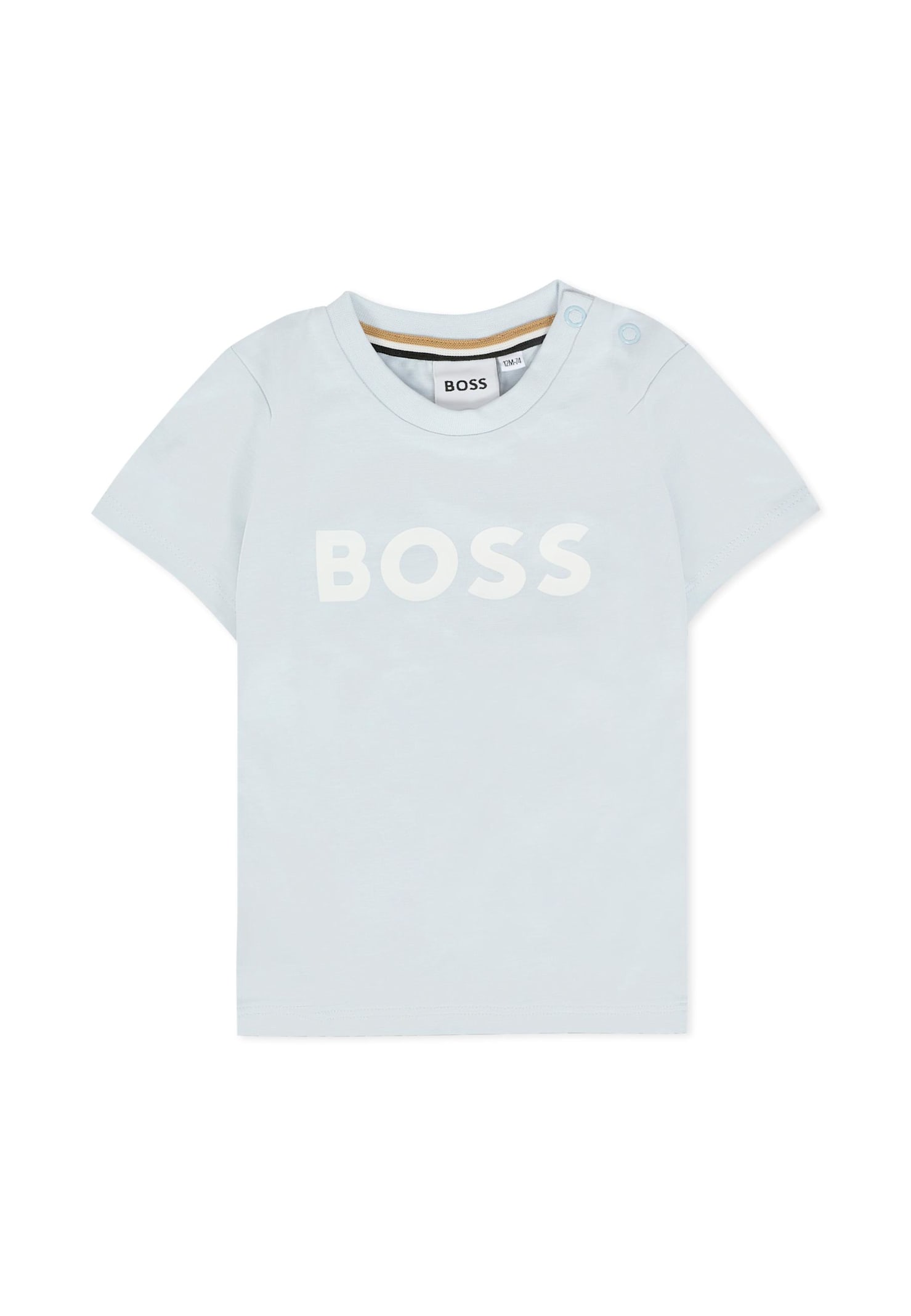 Hugo Boss Light Blue T-shirt For Baby Boy With Logo In Blue