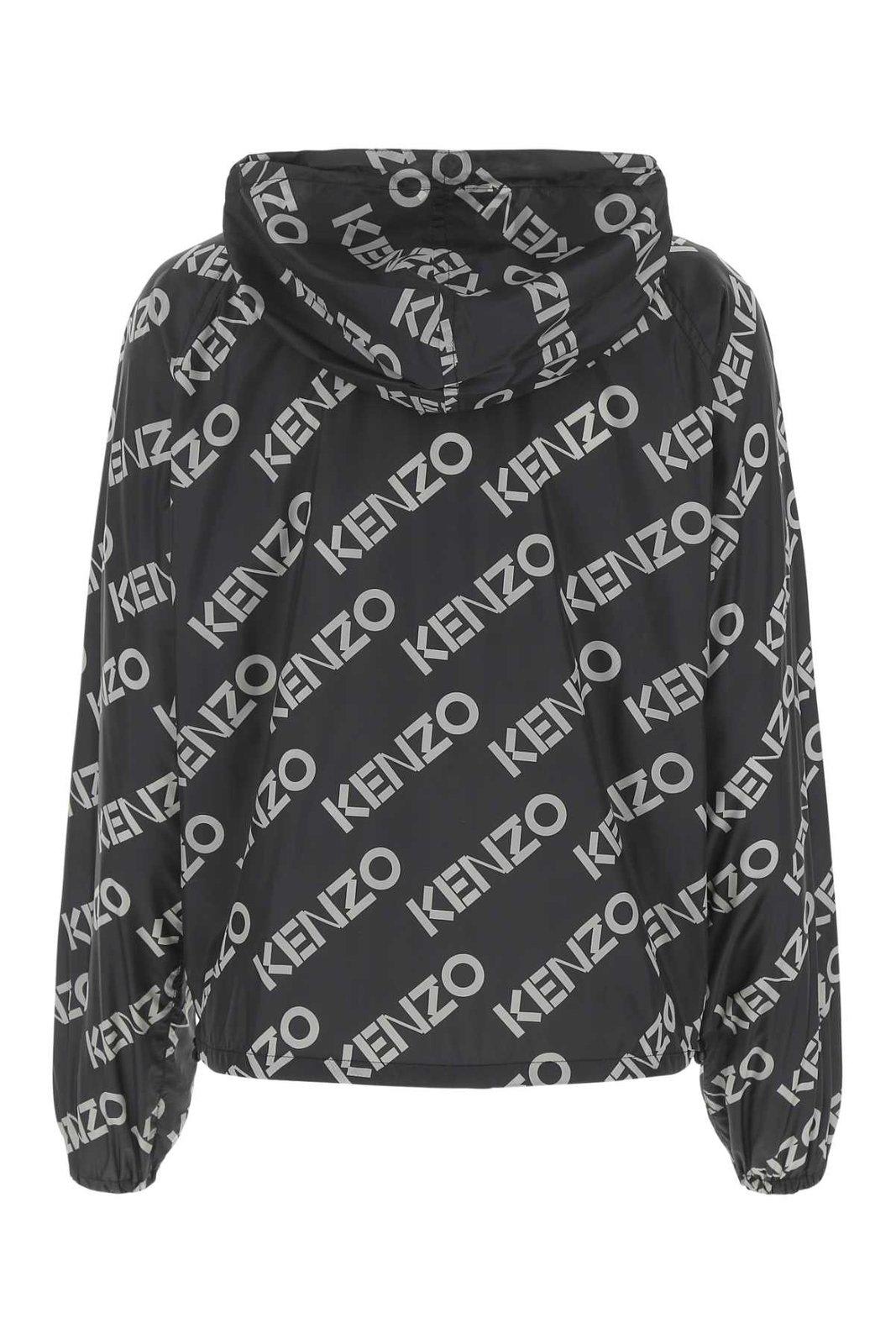 Shop Kenzo Logo-printed Long-sleeved Jacket In Black