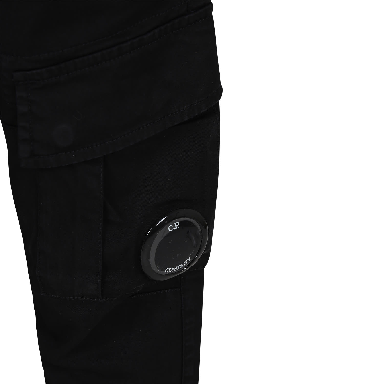 Shop C.p. Company Undersixteen Black Trousers For Boy With C.p. Company Lens.