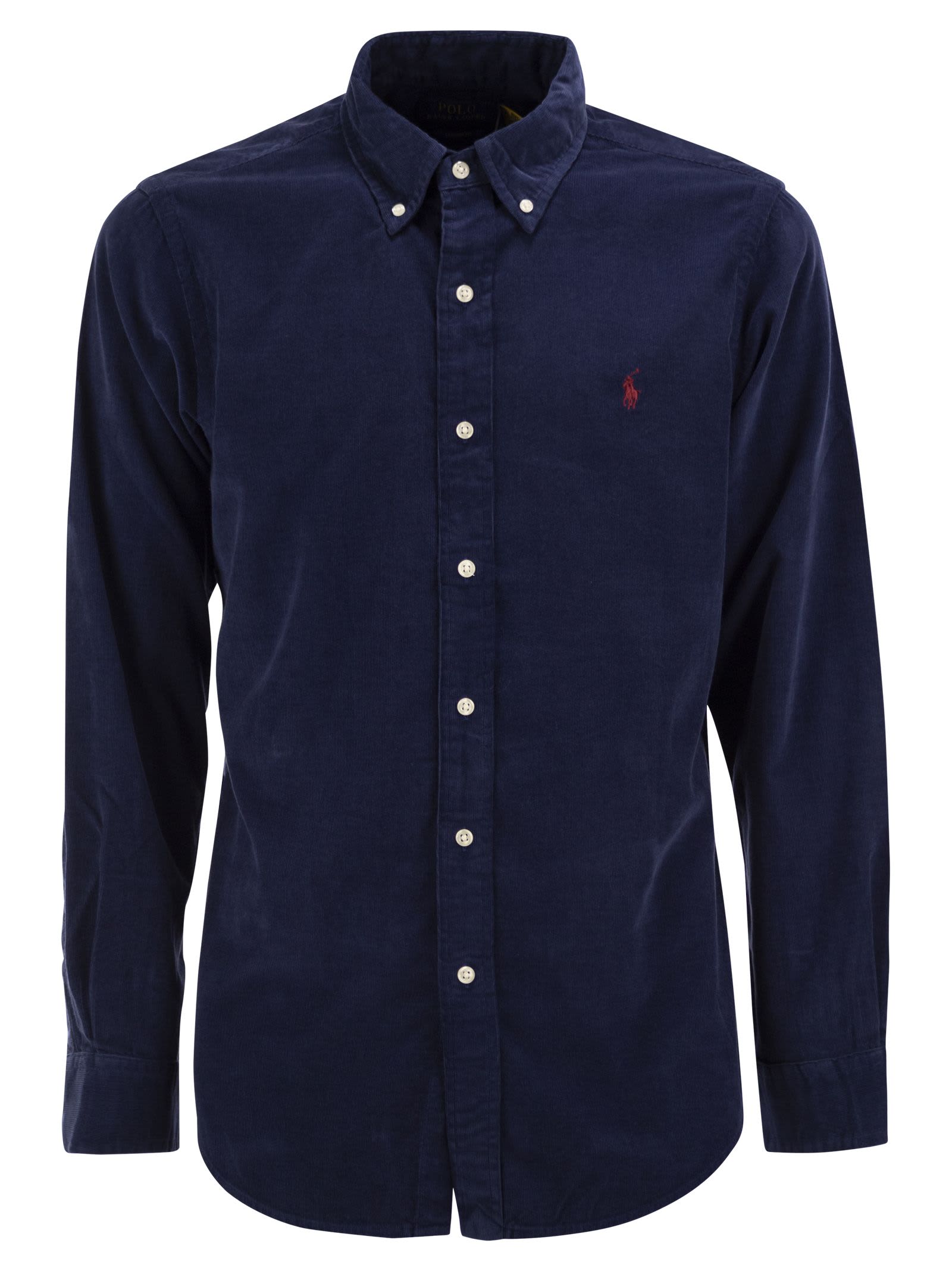 Shop Polo Ralph Lauren Thin Corduroy Shirt In Navy