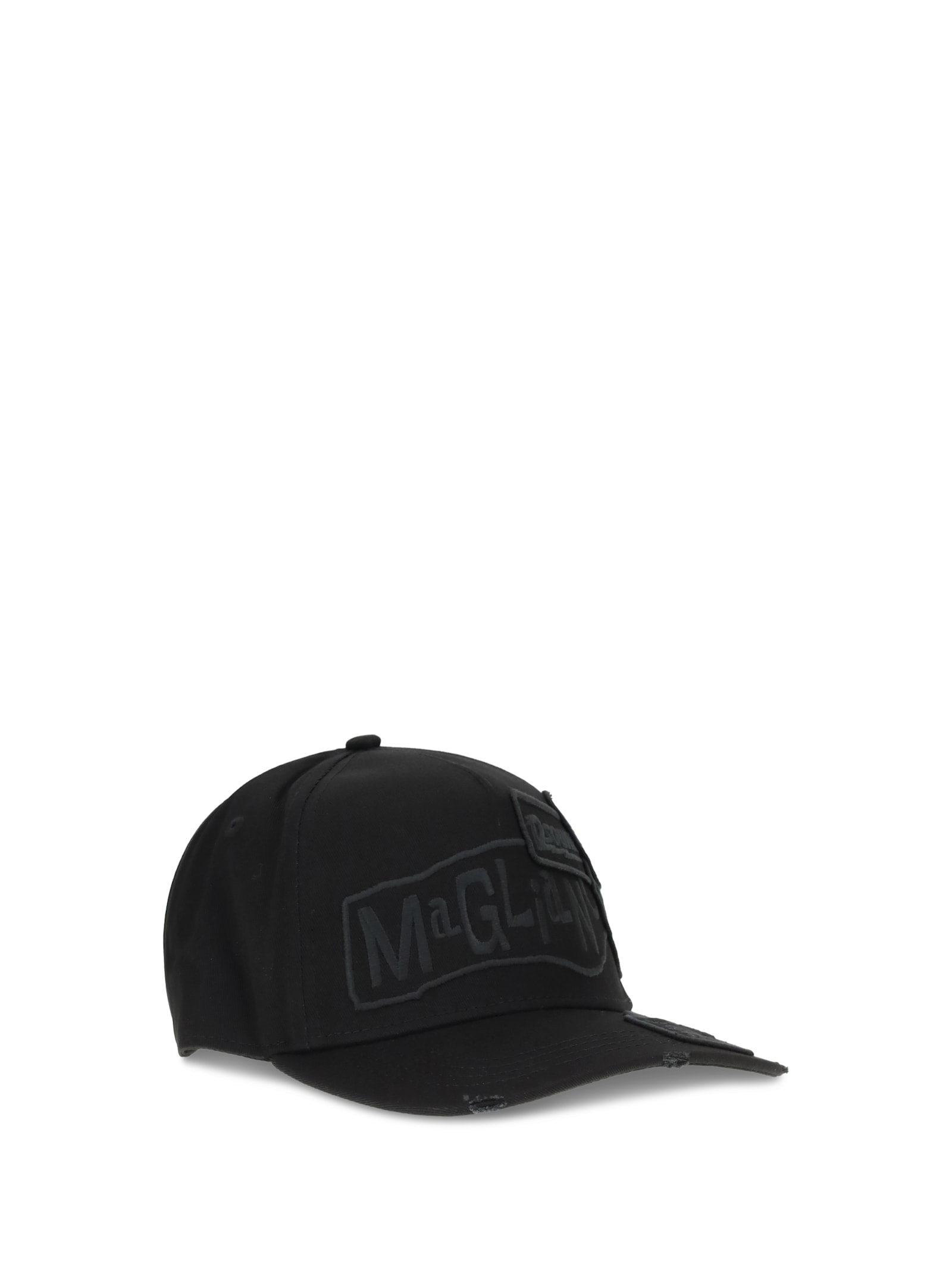 Dsquared2 Black Baseball Cap With Logo Patches Men In Black