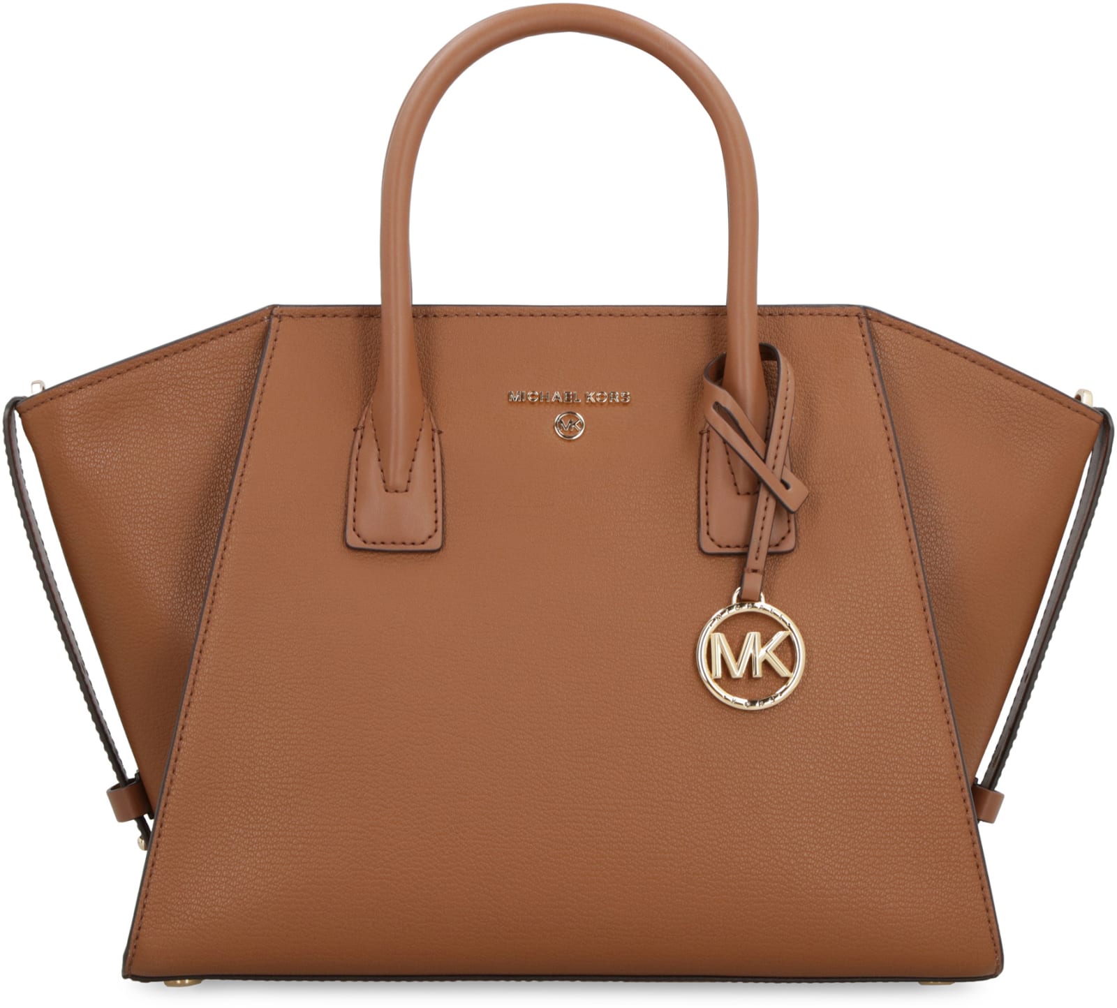 Shop Michael Michael Kors Avril Leather Handbag In Brown
