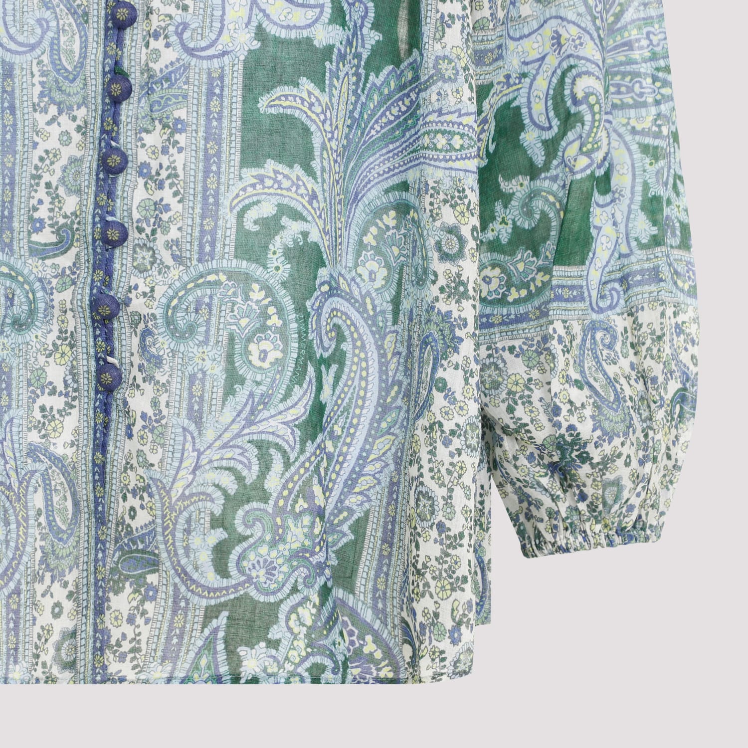 Shop Zimmermann Ottie Billow Blouse In Green Paisley