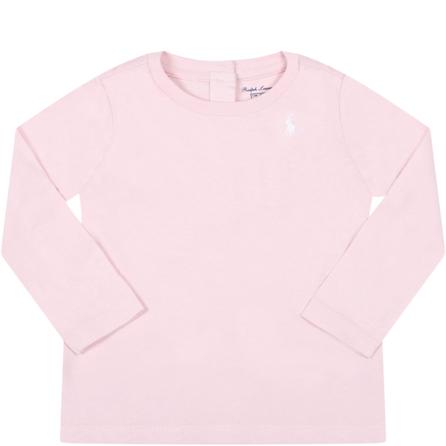 Ralph Lauren Pink T-shirt For Baby Girl With Pony Logo