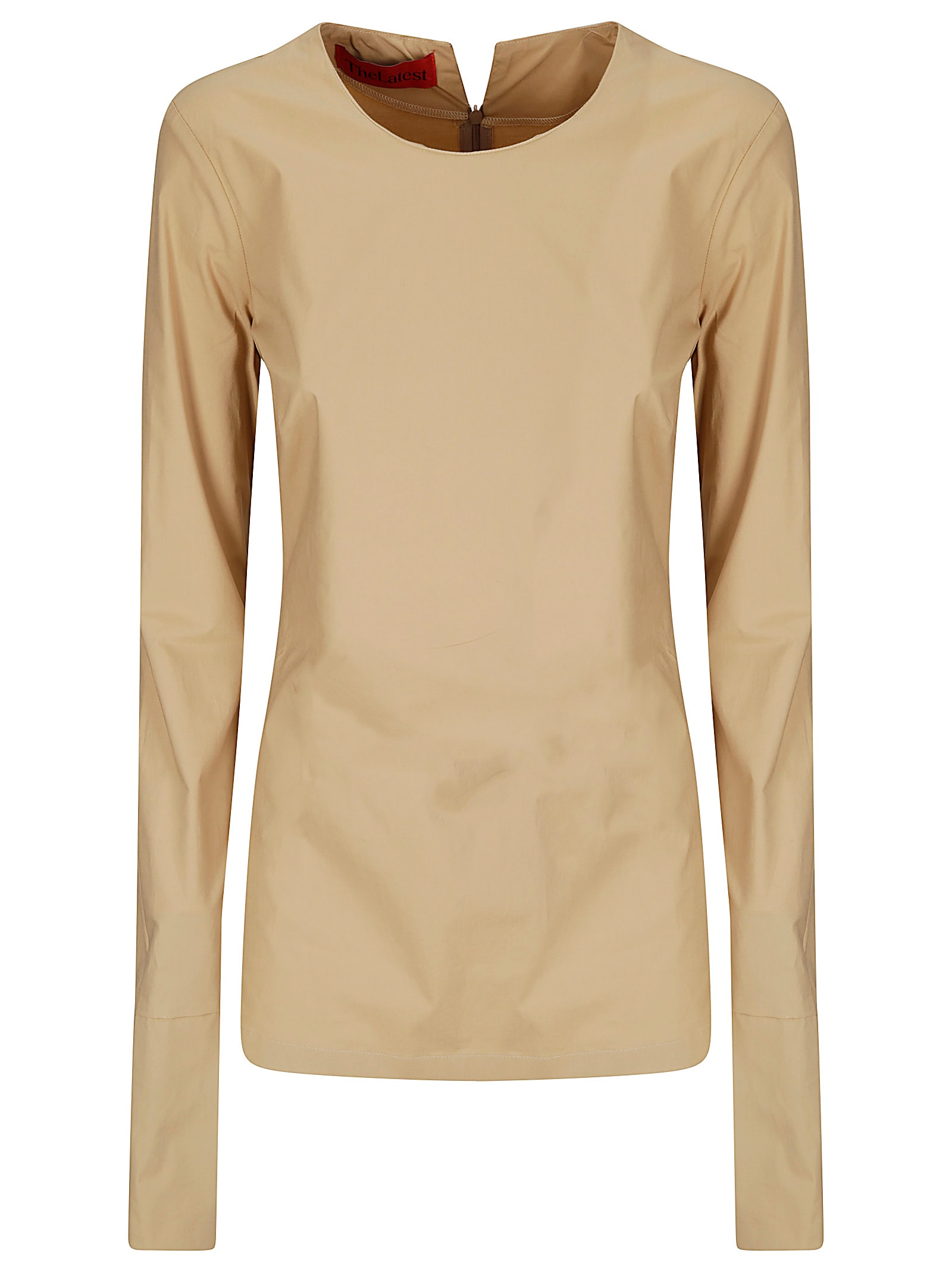 The Latest Long-sleeve Stretch Cotton Top With Flared Hem