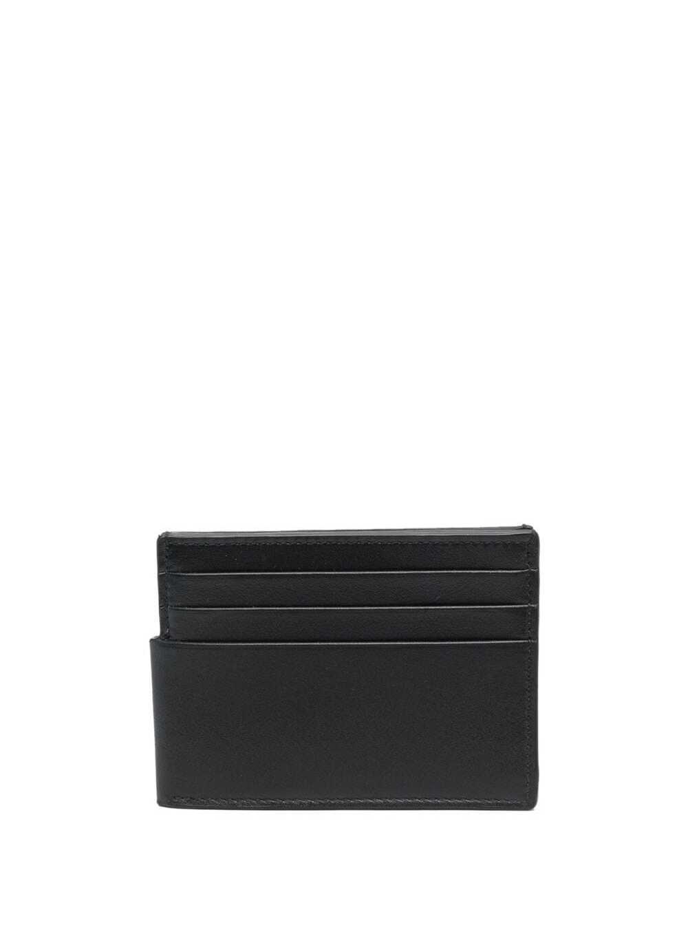 Shop Alexander Mcqueen Black Double Card-holder With Contrasting Lettering In Leather Man