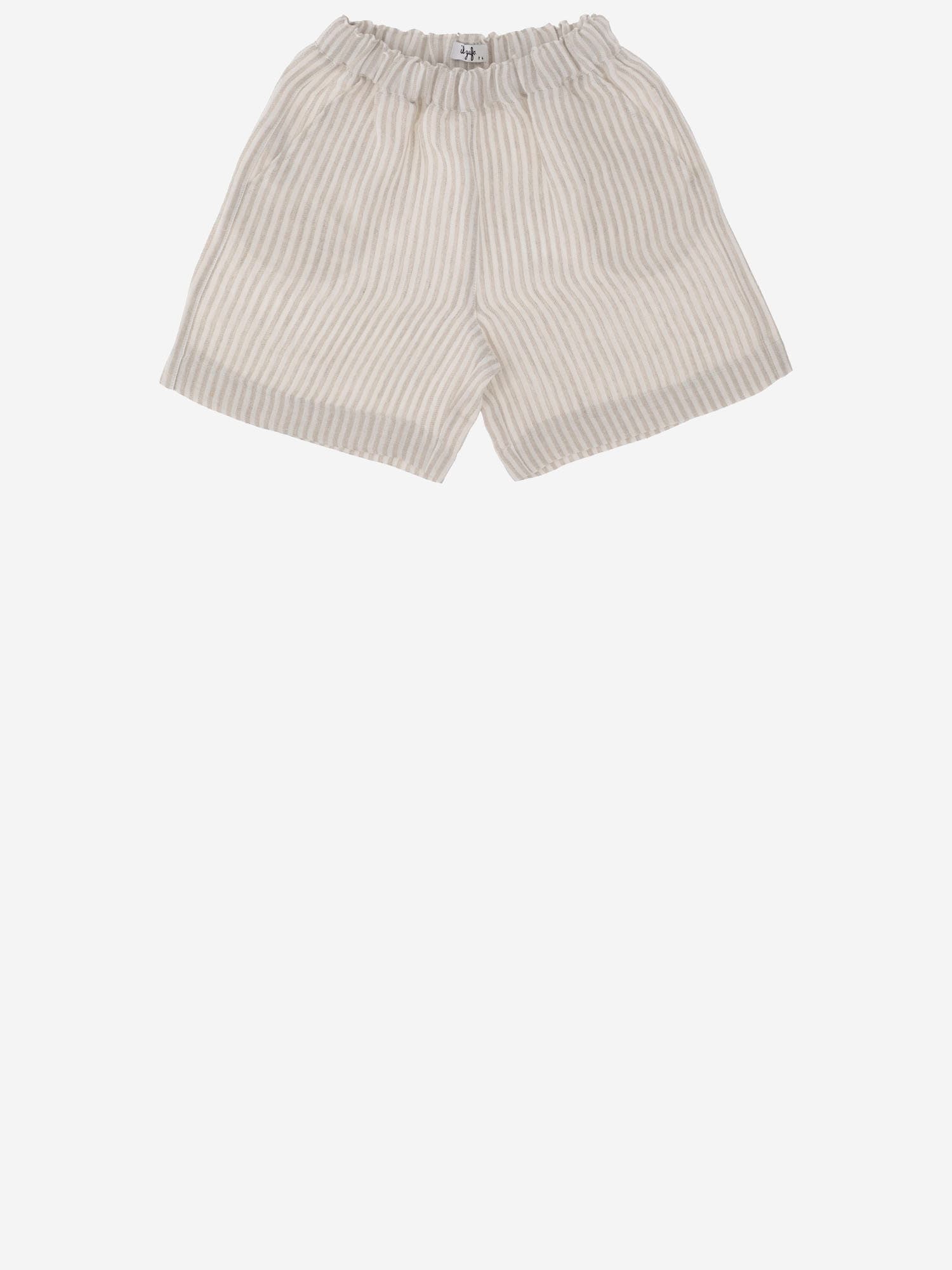 Il Gufo Linen Shorts In Grey