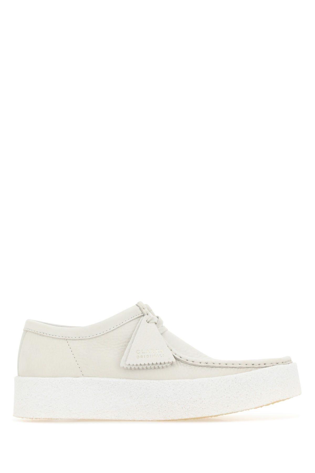Clarks Sand Nubuck Wallabee Ankle Boots In White Nubuck