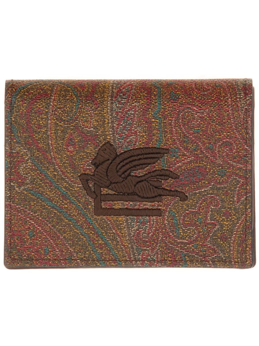 Shop Etro Paisley Wallet In Brown