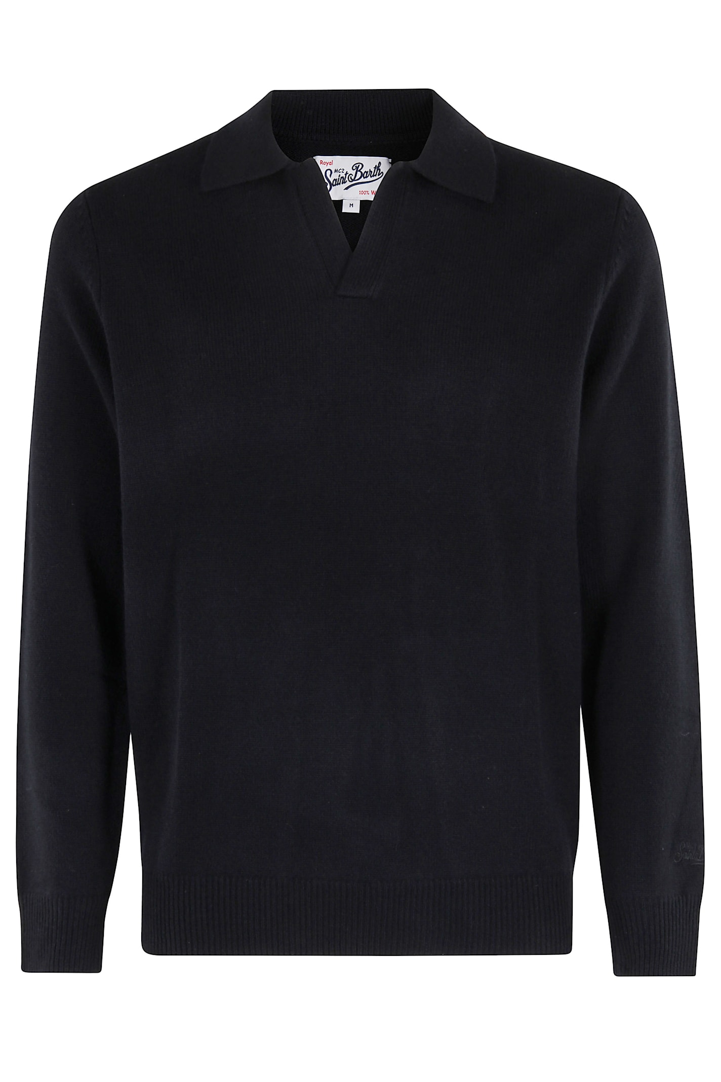 Mc2 Saint Barth Covent Collar Wool Sweater In Black