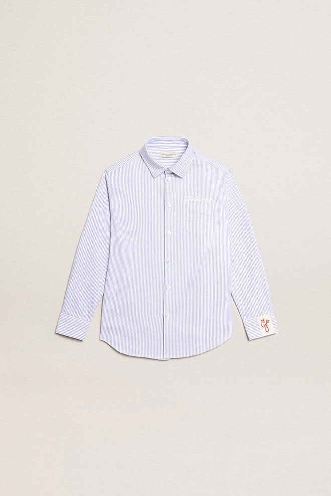 GOLDEN GOOSE STRIPED SHIRT WITH LOGO