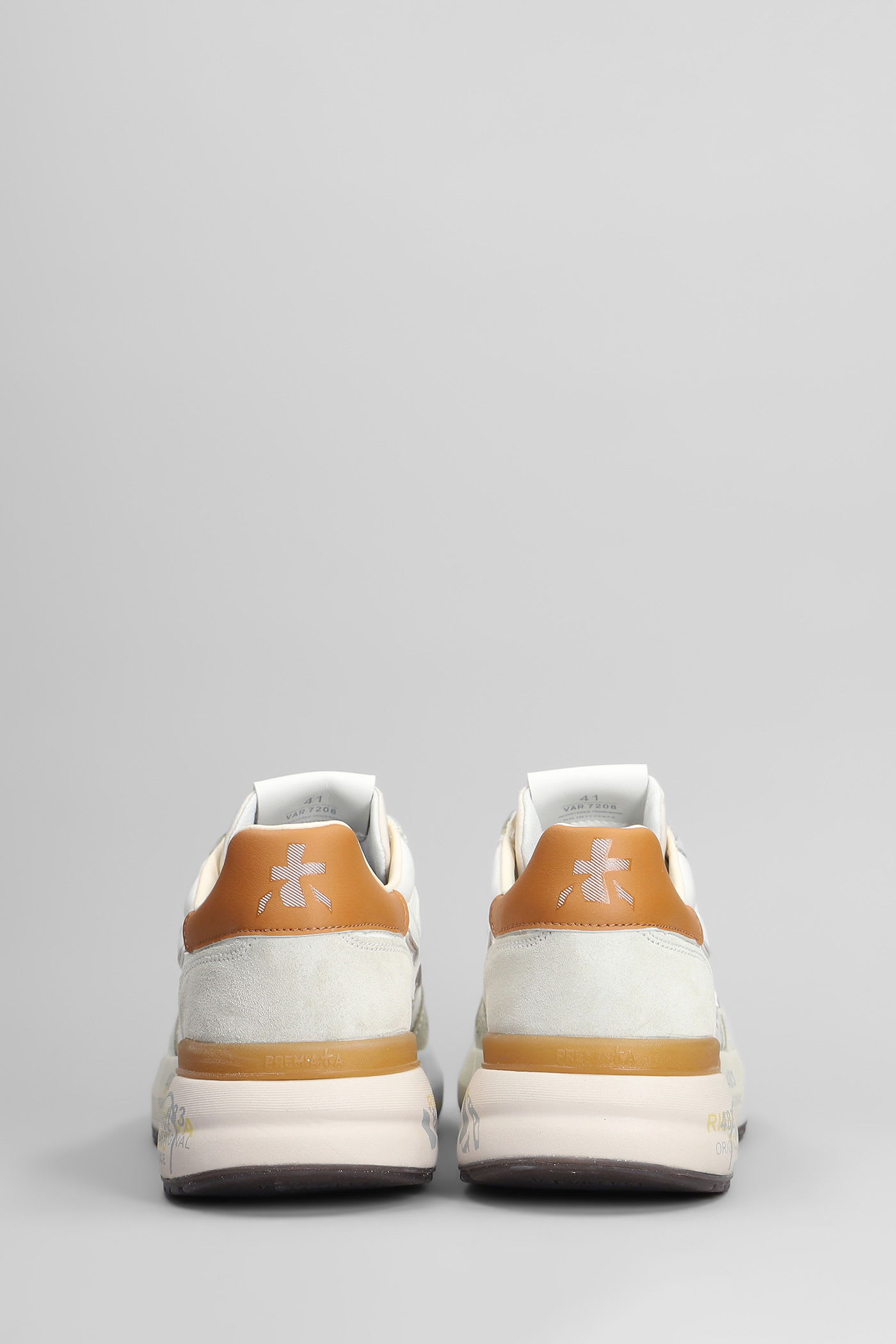 Premiata White Sneaker With Orange Suede Accents In White