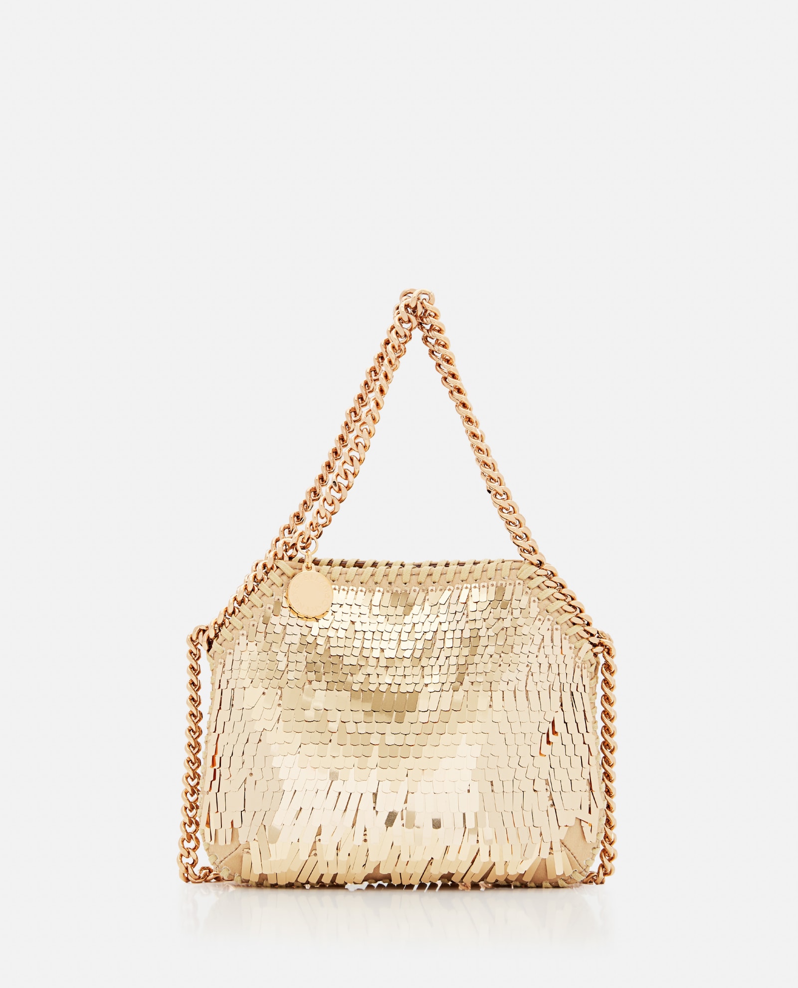 Stella Mccartney Sequins Mini Shoulder Bag In Gold