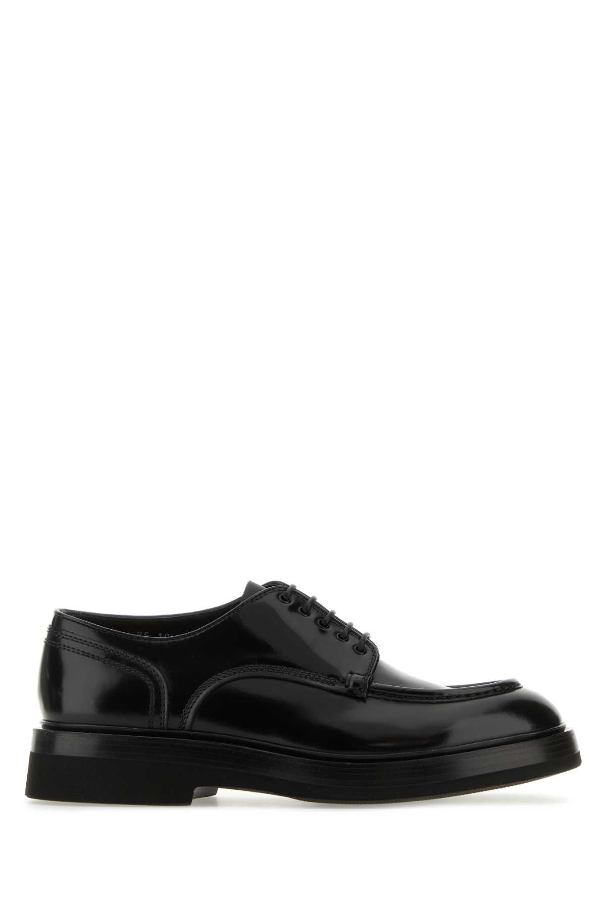 Shop Santoni Black Leather Gunnar Lace-up Shoes