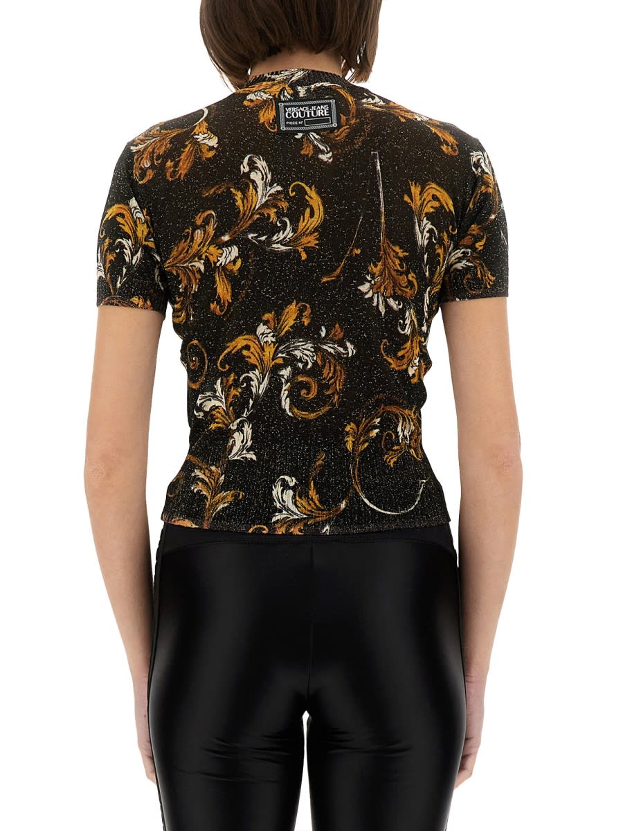 Shop Versace Jeans Couture Outline Baroque Knitted T-shirt In Black