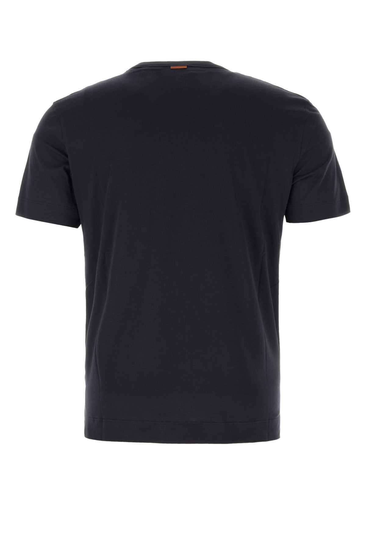 Shop Zegna Midnight Blue Cotton T-shirt In B09