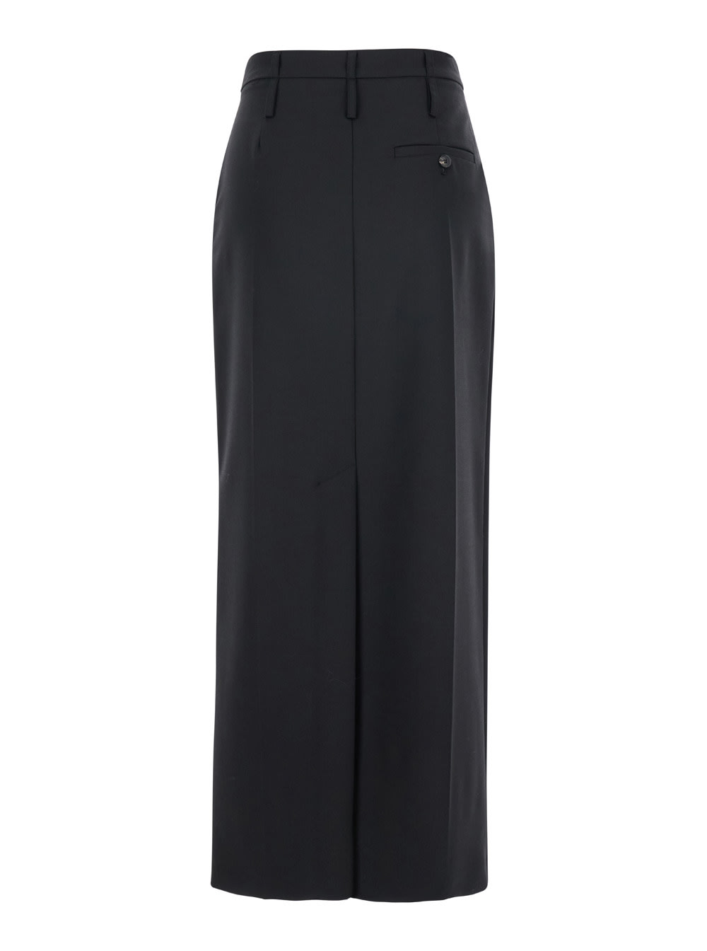 Shop Tela Sister Black Long Skirt With Front And Rear Sit In Wool Blend Stretch Woman