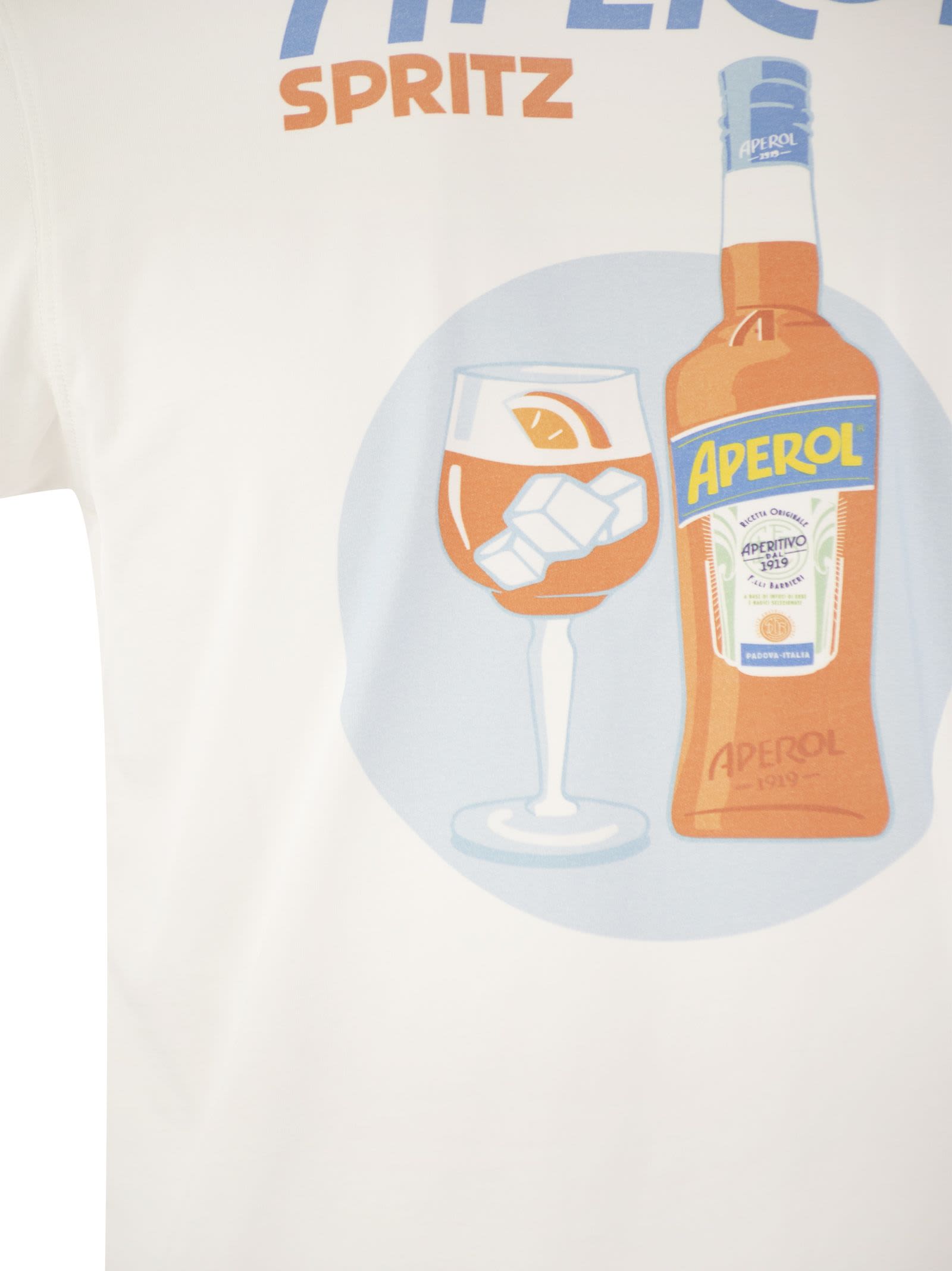 Shop Mc2 Saint Barth T-shirt With Print On Chest And Back Aperol Special Edition In White