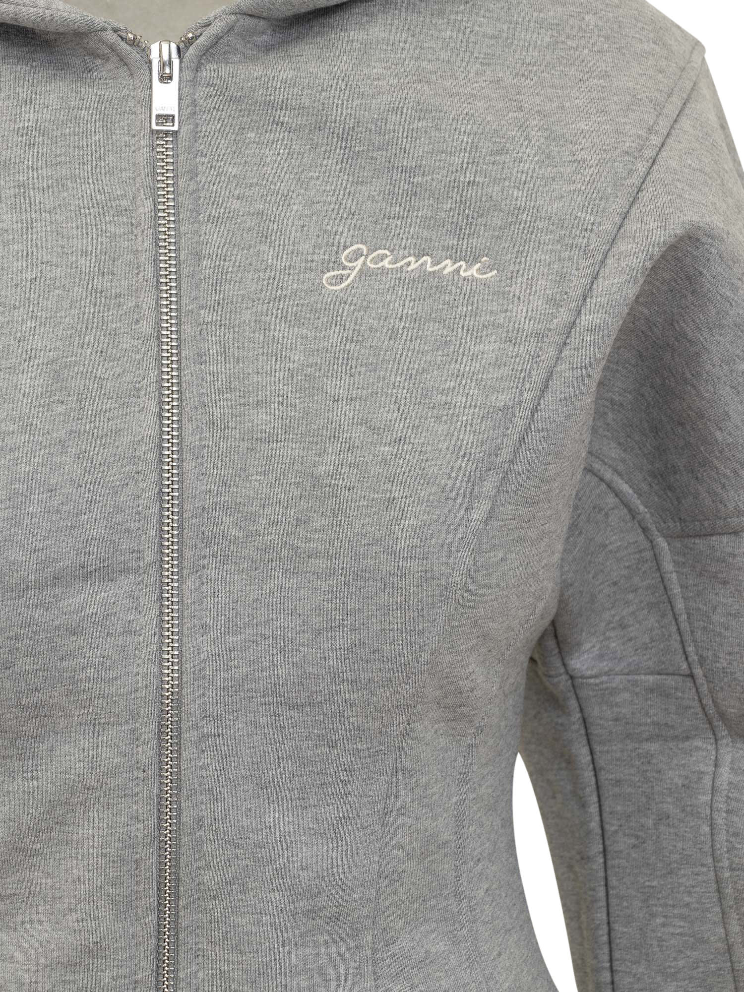 Shop Ganni Hoodie In Paloma Melange