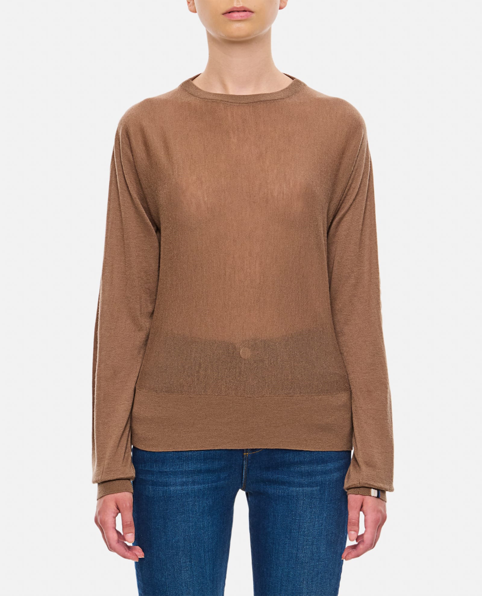 Shop Extreme Cashmere Elleni Cashmere Round Neck Sweater In Brown