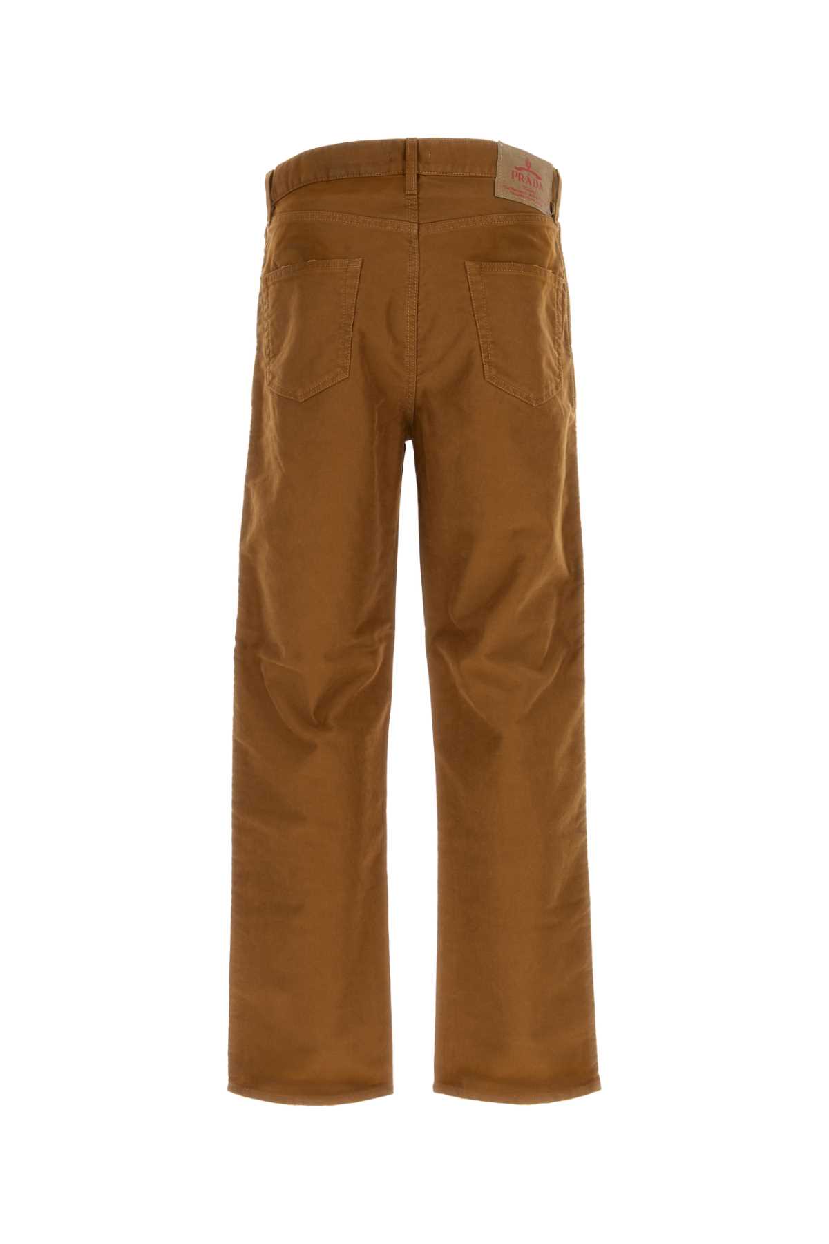 Shop Prada Light Brown Cotton Pant In Lightbrown