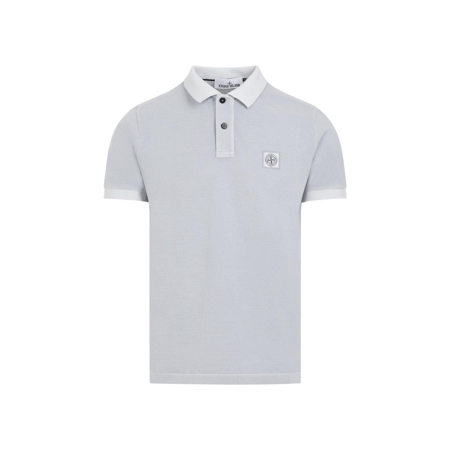 Shop Stone Island Logo Patch Short-sleeved Polo Shirt In Blue