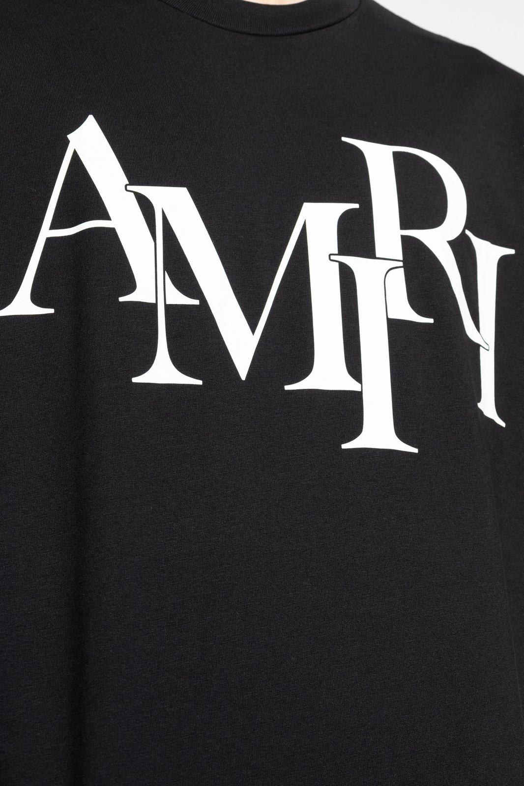Amiri Cotton T-shirt With Front Logo Print In Black