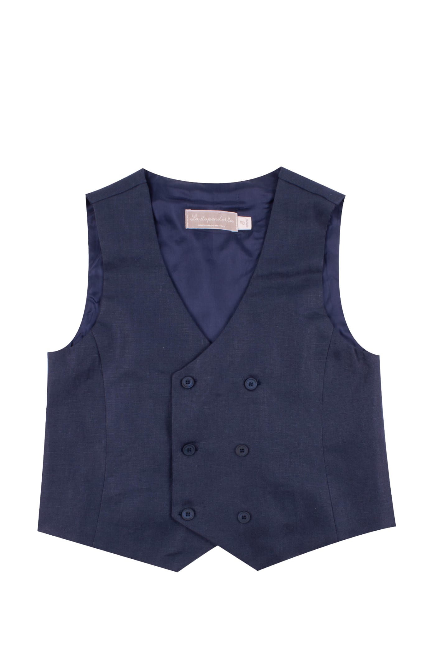 La Stupenderia Kids' Linen Vest In Blue