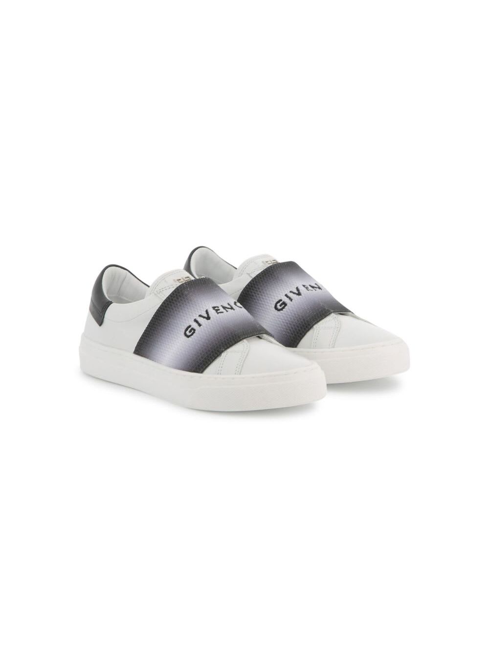 Givenchy Kids Leather Embroidered Logo Trainers In Black