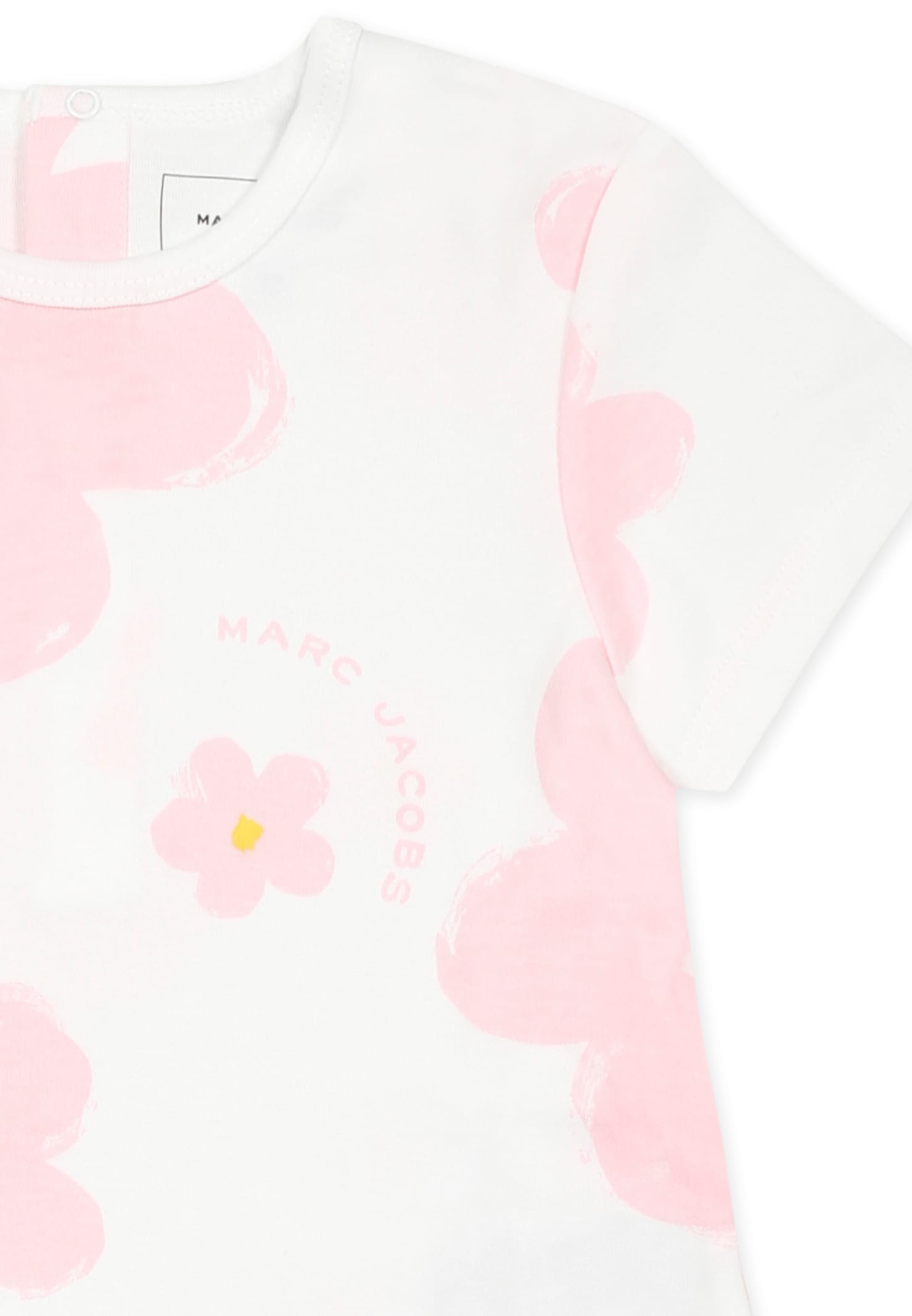 Marc Jacobs White Dress For Baby Girl With Flowers In White