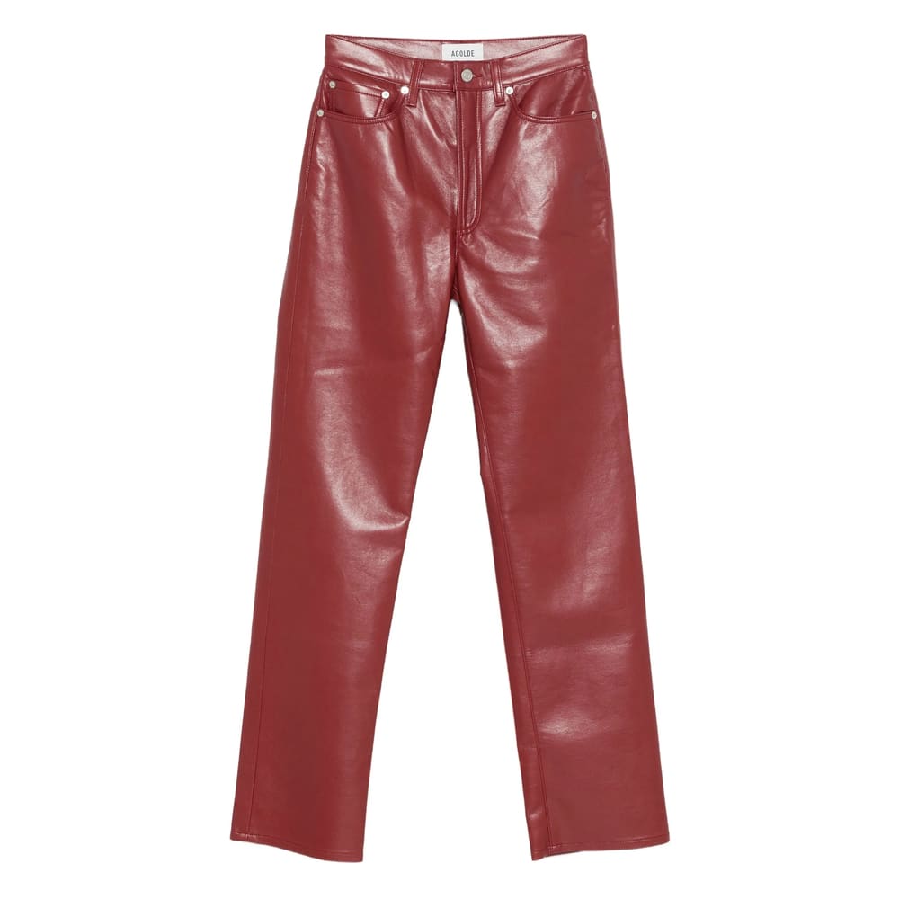 Agolde Leather Pant In Red