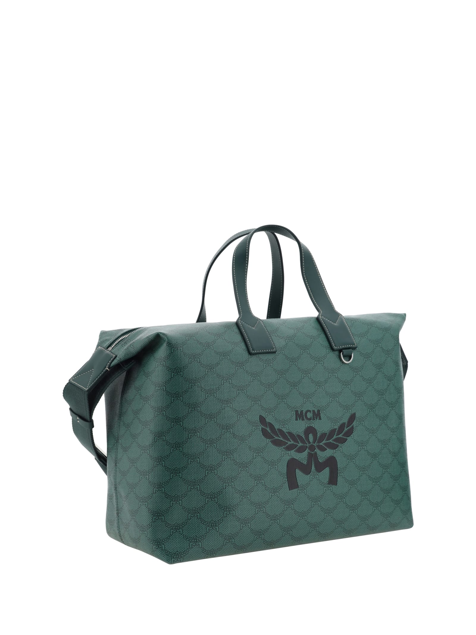 Shop Mcm Himmel Tote Travel Bag In Forest Green