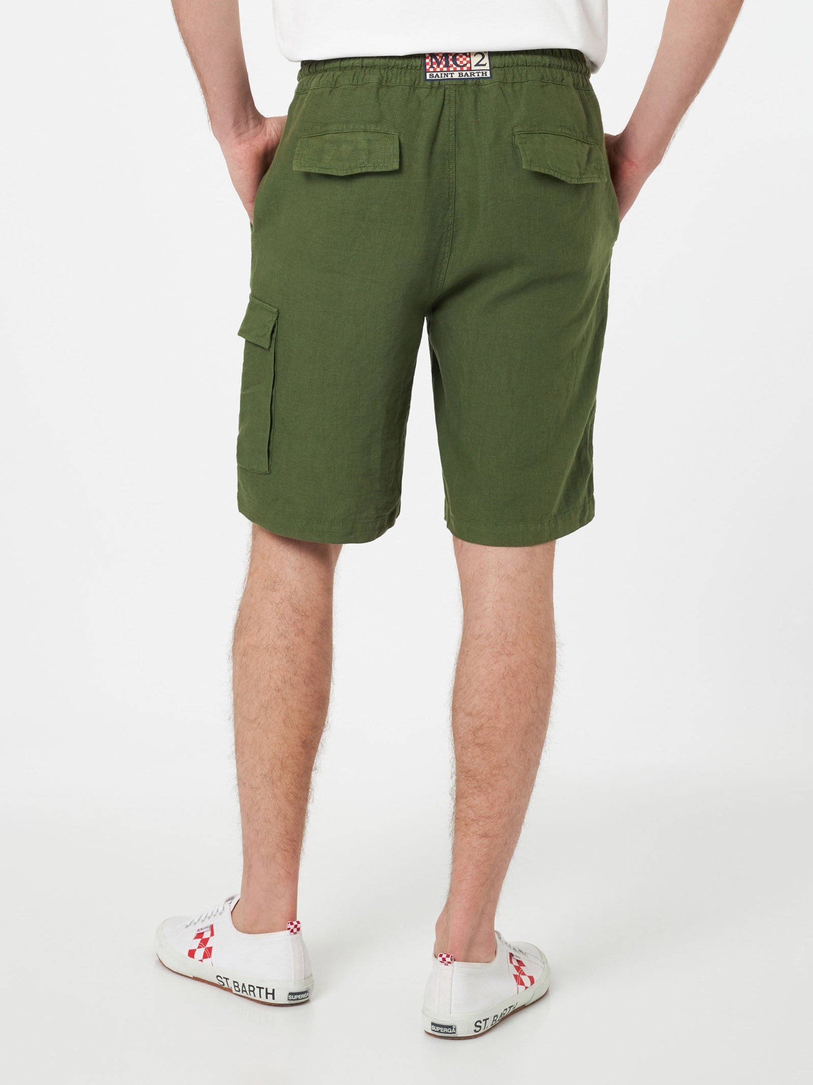 Mc2 Saint Barth Man Military Green Linen Bermuda Marseille In Green
