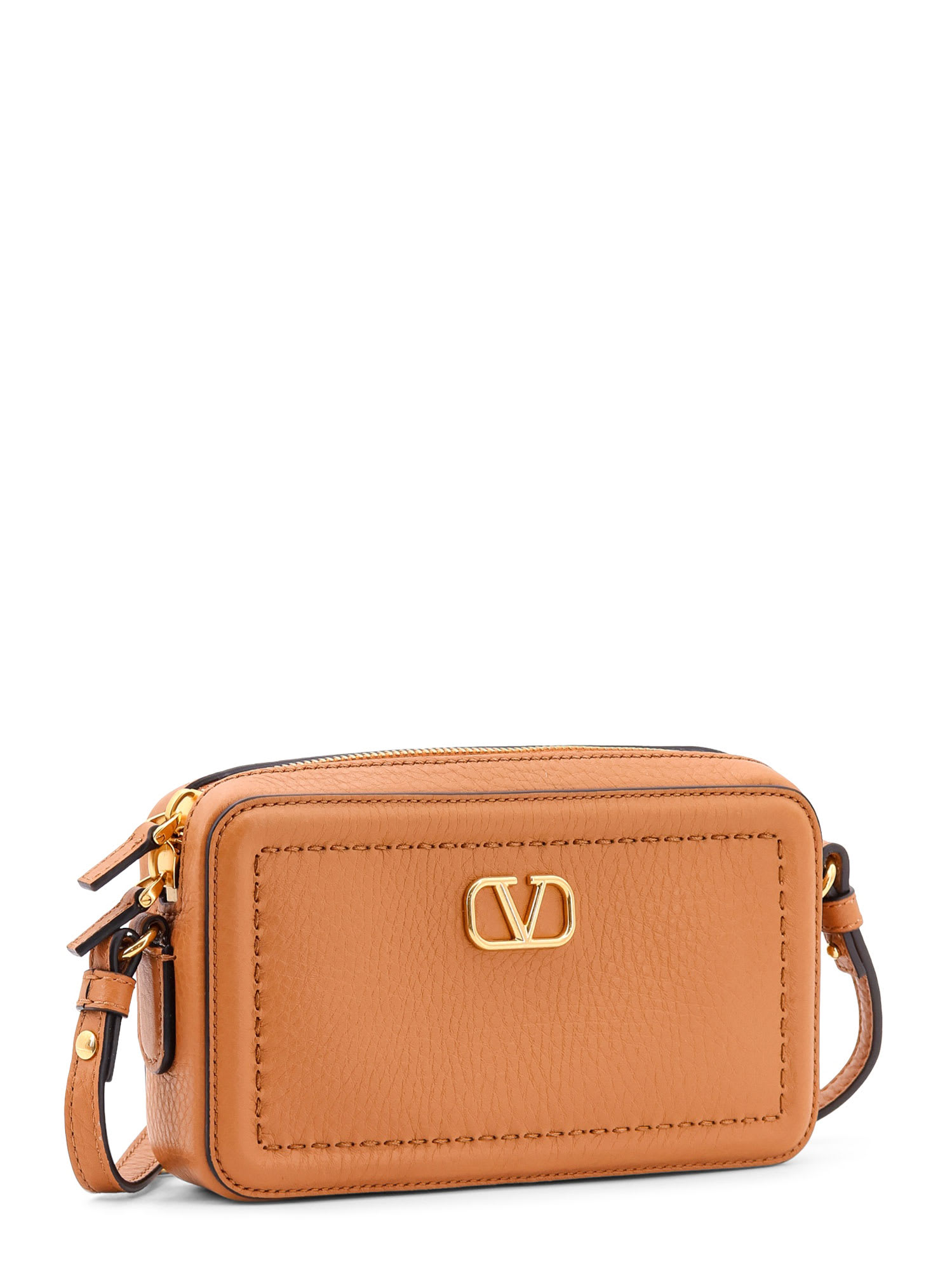 Valentino Garavani Garavani Alltime Mini Shoulder Bag In Grainy Calfskin Woman Almond Uni In Brown
