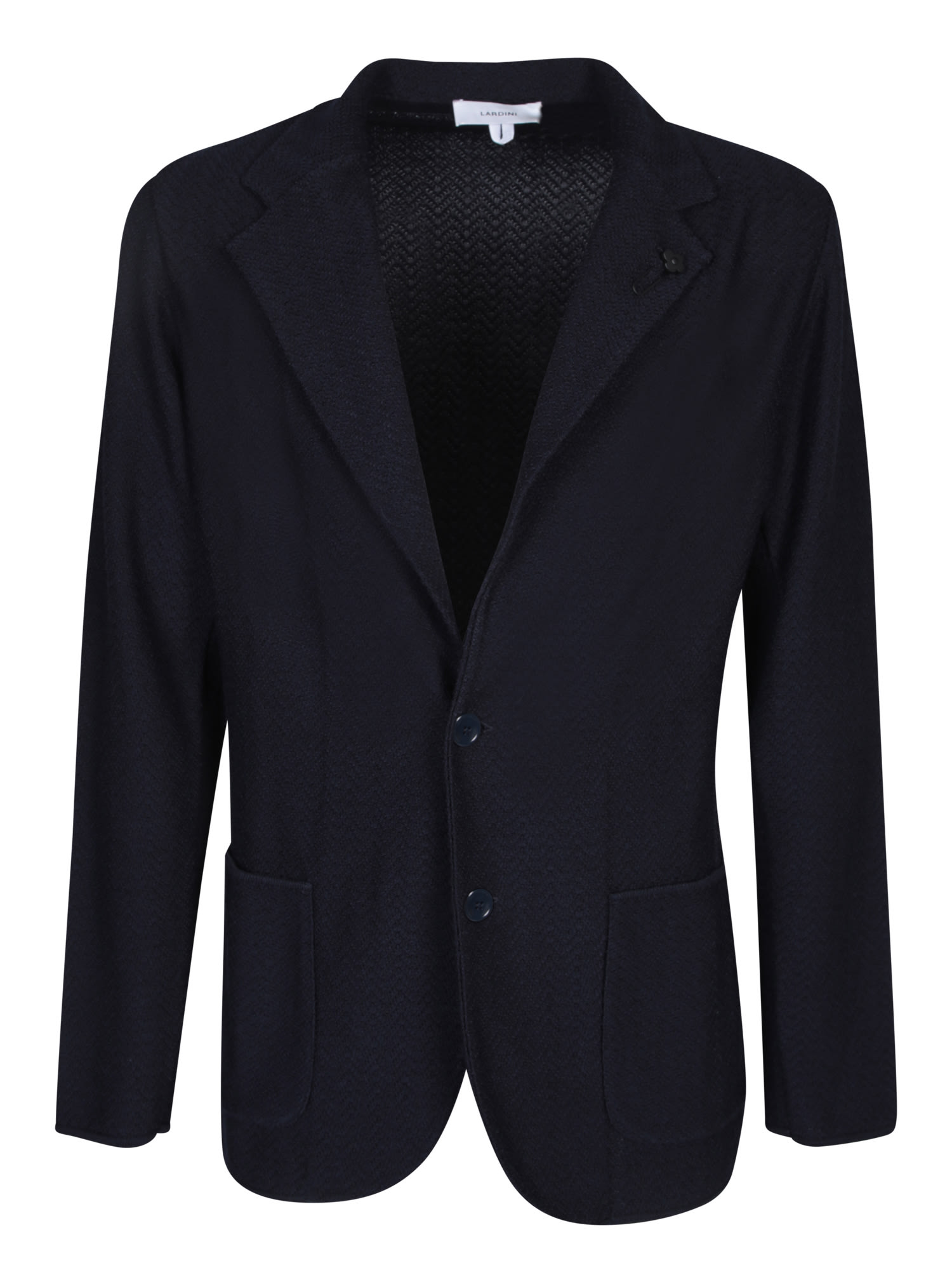 Shop Lardini Herringbone Blue Cardigan Style Jacket