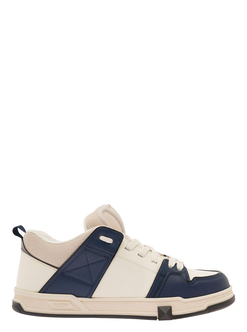 Shop Valentino Open Skate White Sneakers In Leather And Fabric Man
