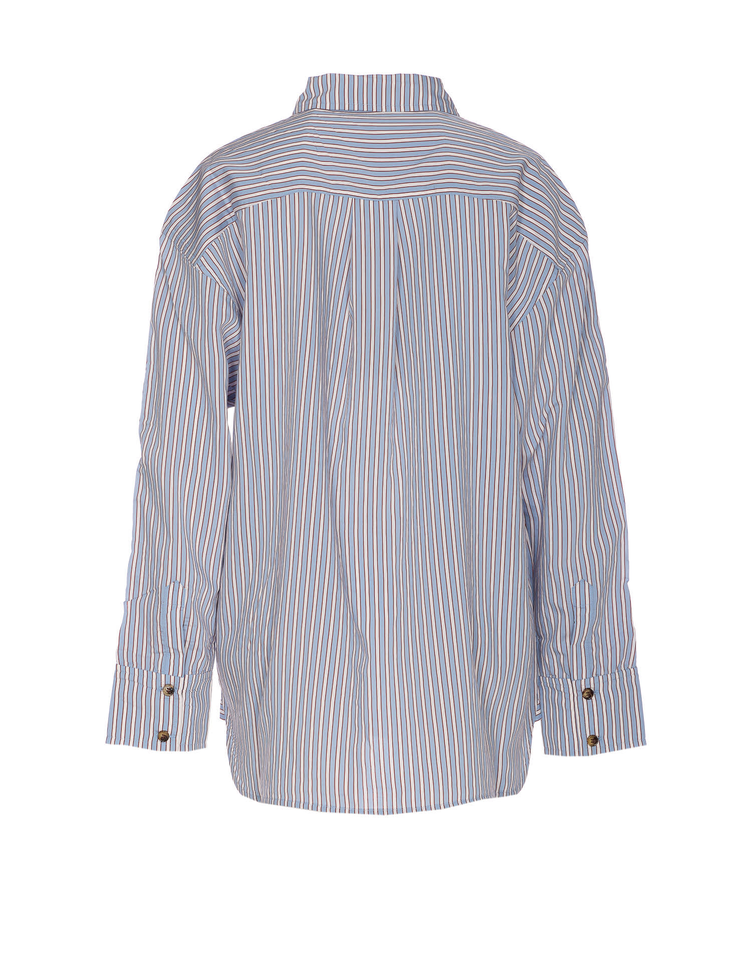 Ganni Multicolor Shirt With All-over Stripes And Logo Patch On The Front In Viscose Blend Woman