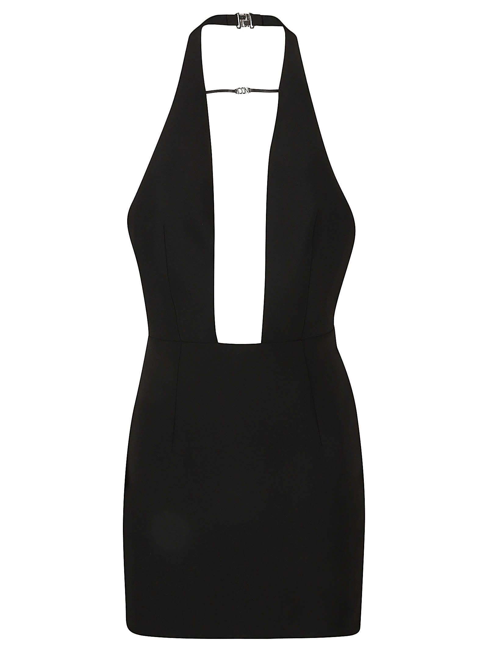 Icon Leather Trim Dress In 900